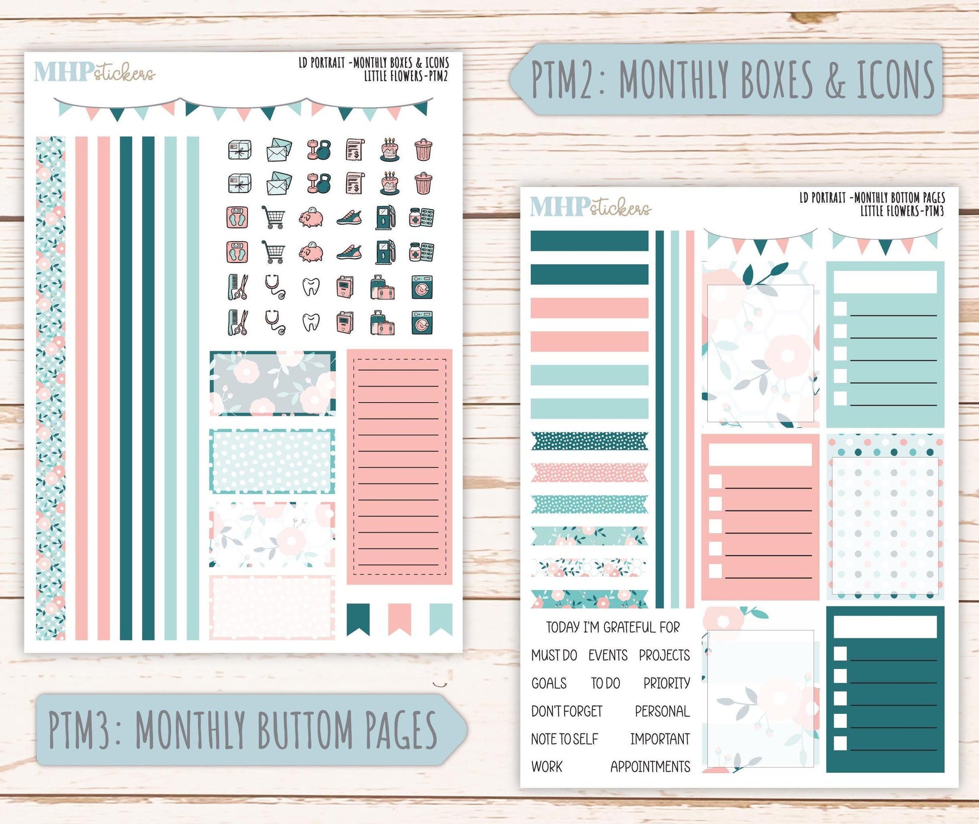 MAY 2025 Stickers for The Scout Laurel Denise Planner (formerly Portrait Planner). "Little Flowers" || PTLF