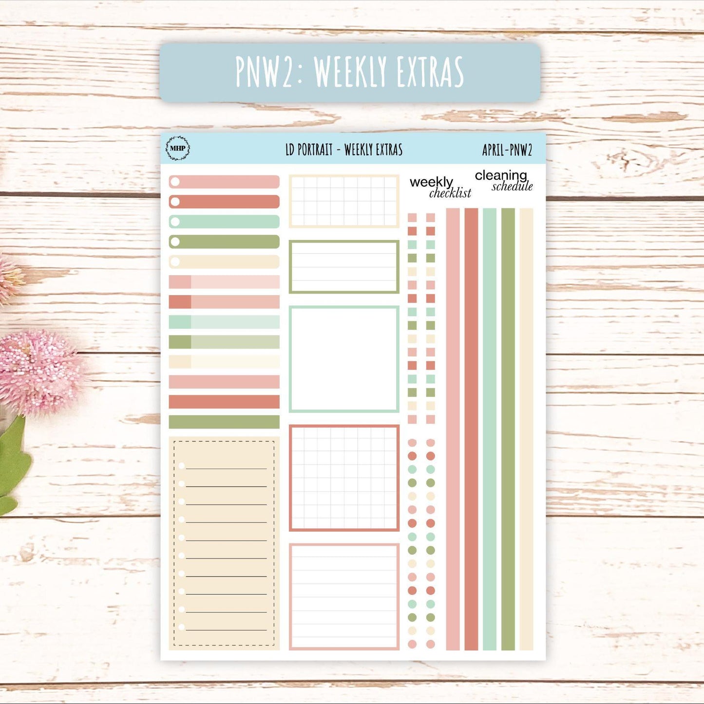 APRIL Stickers for The Scout Laurel Denise Planner (formerly Portrait Planner). Neutral Color || PN-APR