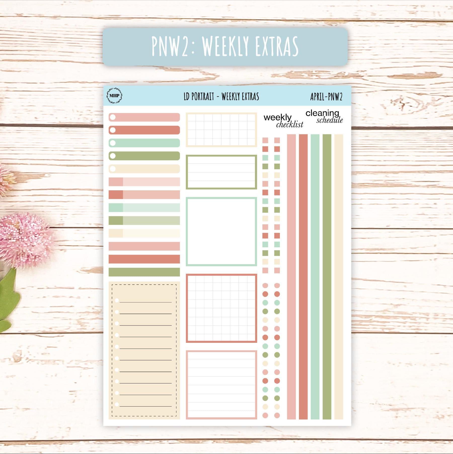 APRIL Stickers for The Scout Laurel Denise Planner (formerly Portrait Planner). Neutral Color || PN-APR