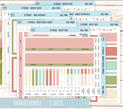 APRIL Stickers for The Scout Laurel Denise Planner (formerly Portrait Planner). Neutral Color || PN-APR