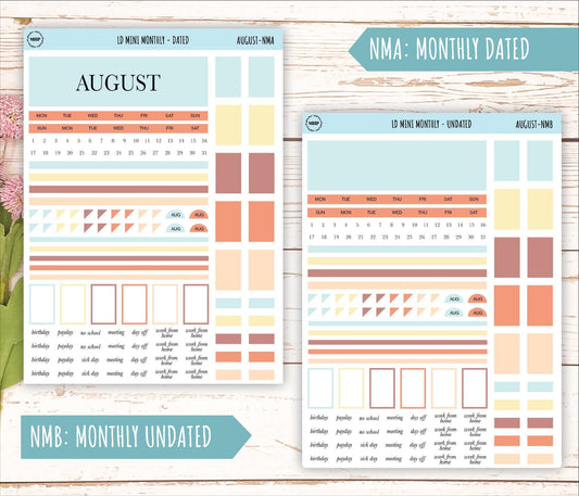 AUGUST Neutral Color Stickers for small Laurel Denise Planners || NAUG