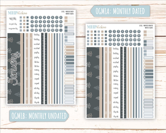 JANUARY 2025 Stickers for Large size Horizontal & Vertical Laurel Denise Planner. (Formerly Original or Standar Size) "Winter" || OGW