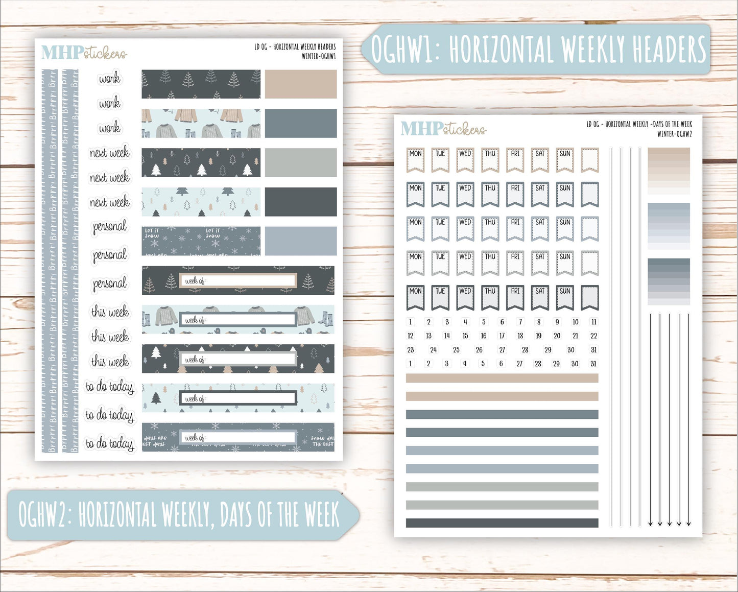 JANUARY 2025 Stickers for Large size Horizontal & Vertical Laurel Denise Planner. (Formerly Original or Standar Size) "Winter" || OGW
