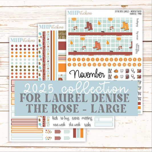 NOVEMBER Stickers for the large Laurel Denise Rose Planner (Formerly Project Planner) "Thankful" || PP