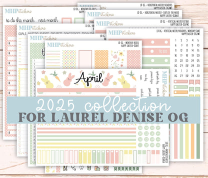 APRIL 2025 Stickers for Large size Horizontal & Vertical Laurel Denise Planner. (Formerly Original or Standar Size) "Happy Easter" || OGHE