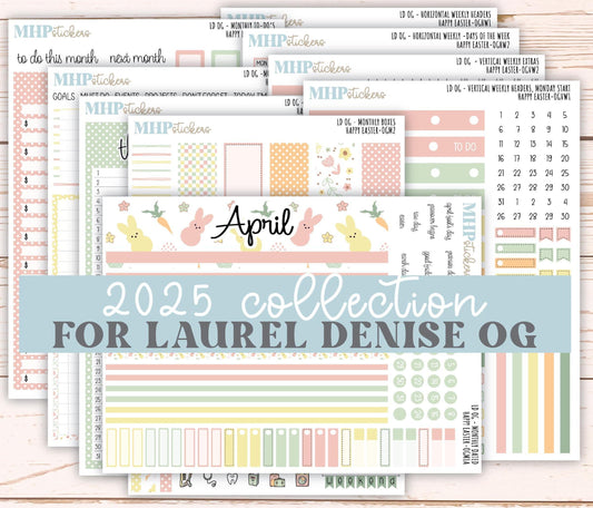APRIL 2025 Stickers for Large size Horizontal & Vertical Laurel Denise Planner. (Formerly Original or Standar Size) "Happy Easter" || OGHE