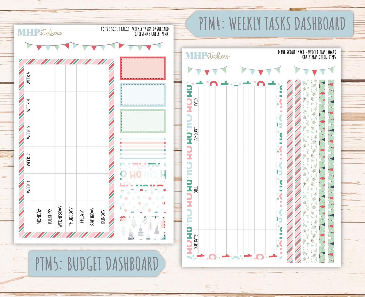 DECEMBER 2025 Stickers for the Large Laurel Denise Scout Planner (formerly Portrait Planner) "Christmas Cheer" || PT