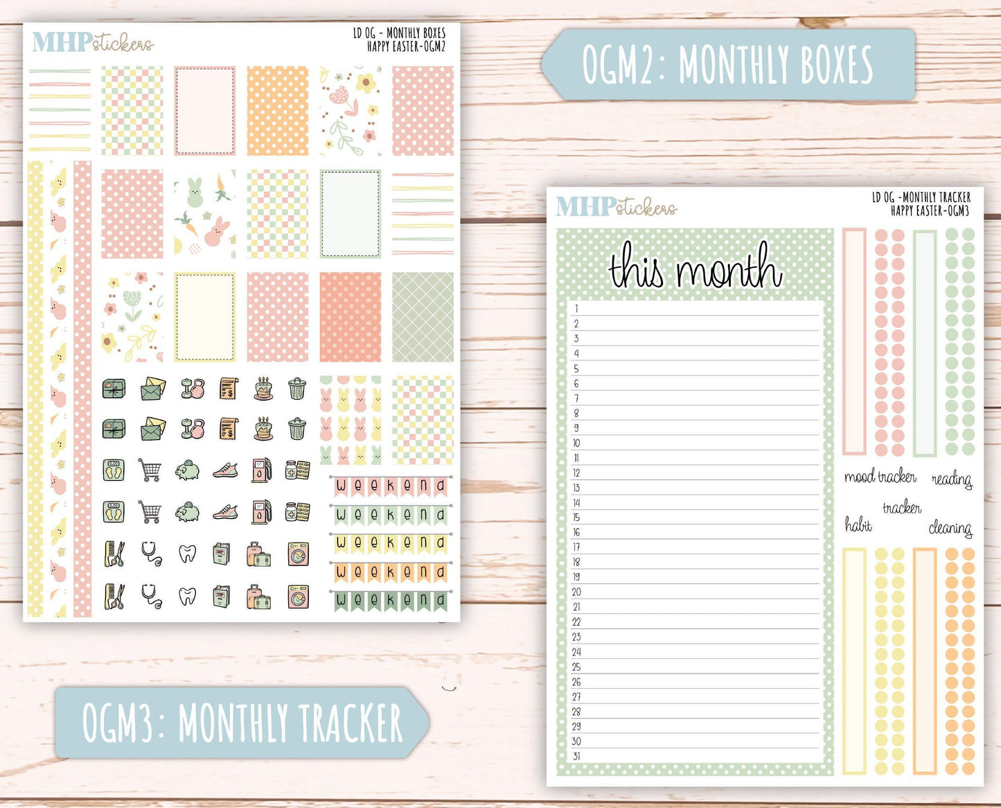 APRIL 2025 Stickers for Large size Horizontal & Vertical Laurel Denise Planner. (Formerly Original or Standar Size) "Happy Easter" || OGHE
