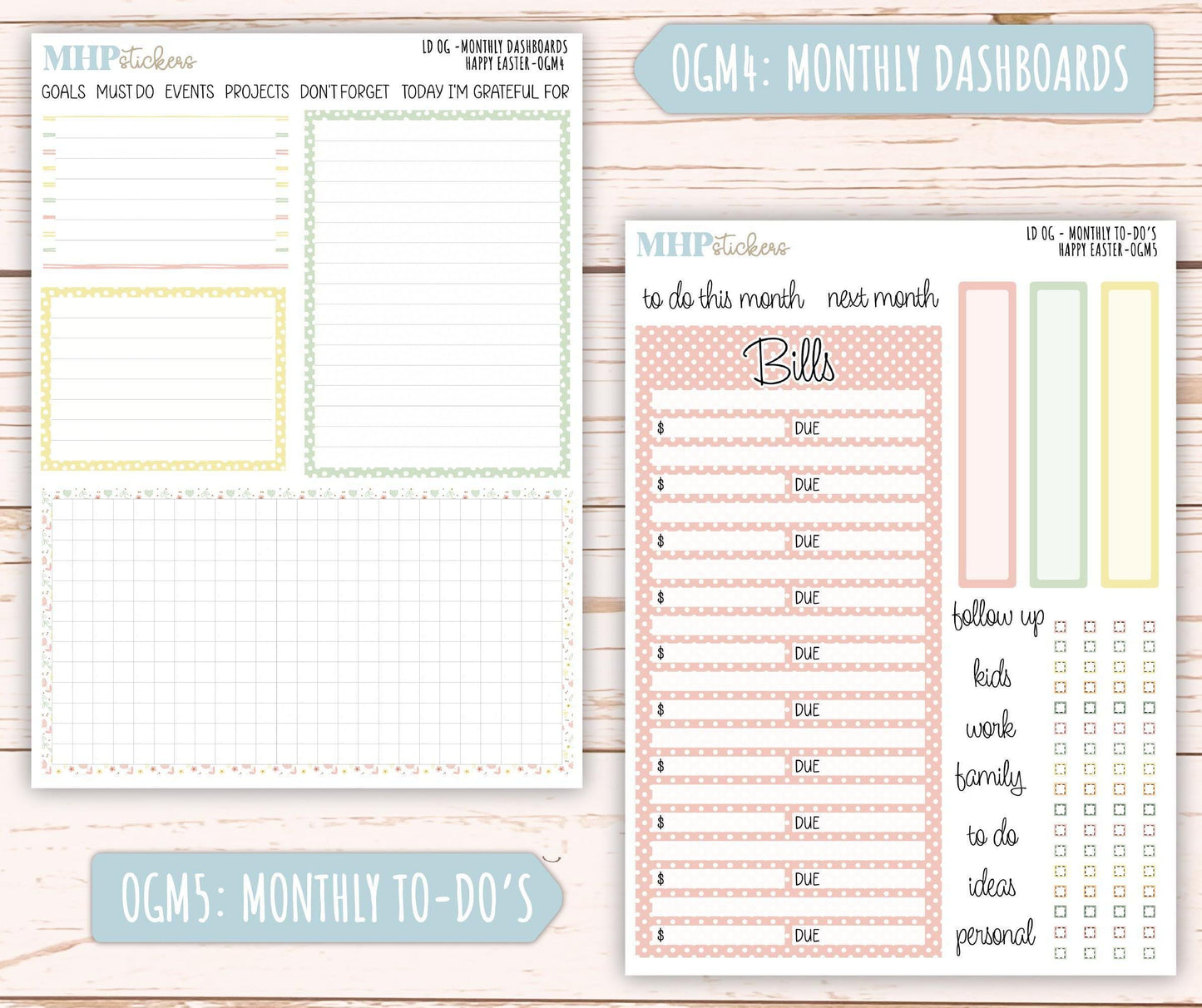 APRIL 2025 Stickers for Large size Horizontal & Vertical Laurel Denise Planner. (Formerly Original or Standar Size) "Happy Easter" || OGHE