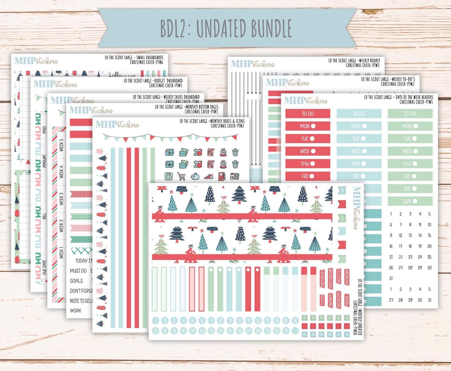 DECEMBER 2025 Stickers for the Large Laurel Denise Scout Planner (formerly Portrait Planner) "Christmas Cheer" || PT
