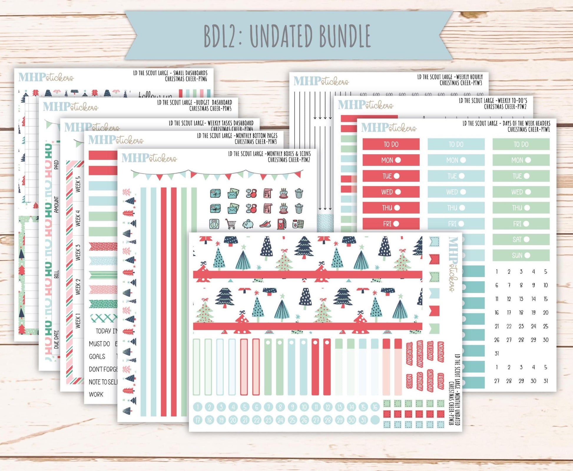 DECEMBER 2025 Stickers for the Large Laurel Denise Scout Planner (formerly Portrait Planner) "Christmas Cheer" || PT