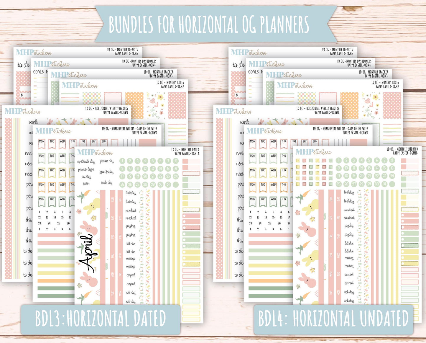 APRIL 2025 Stickers for Large size Horizontal & Vertical Laurel Denise Planner. (Formerly Original or Standar Size) "Happy Easter" || OGHE