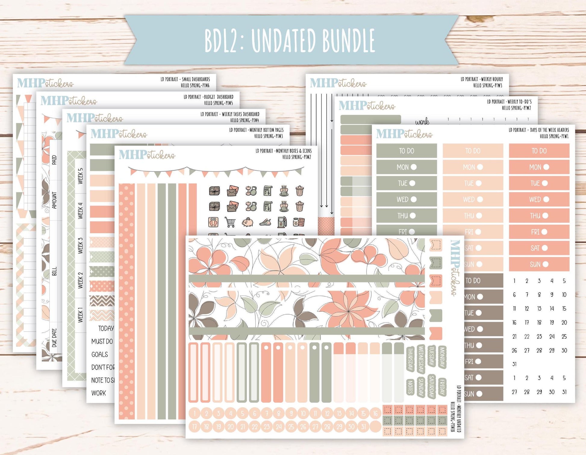 MARCH 2025 Stickers for The Scout Laurel Denise Planner (formerly Portrait Planner). "Hello Spring" || PTHS