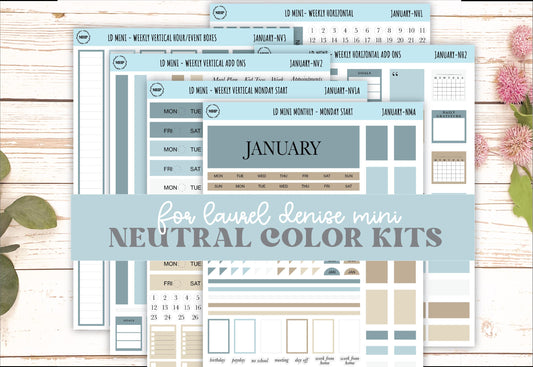 JANUARY Neutral Color Stickers for small Laurel Denise Planners || JAN