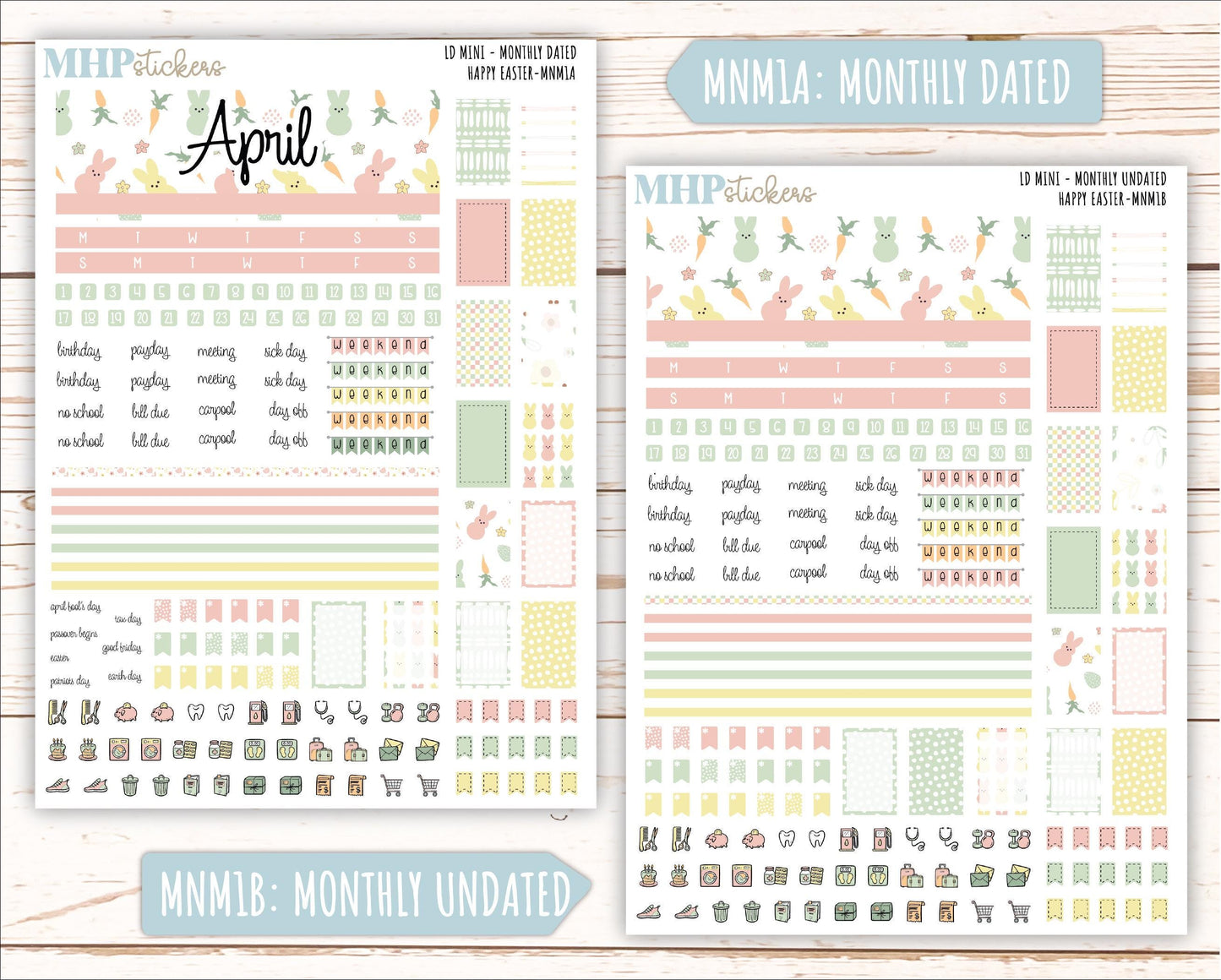 APRIL 2025 Stickers for Small Horizontal & Vertical Laurel Denise Planners. (Formerly Mini Planner) "Happy Easter" || MNHE