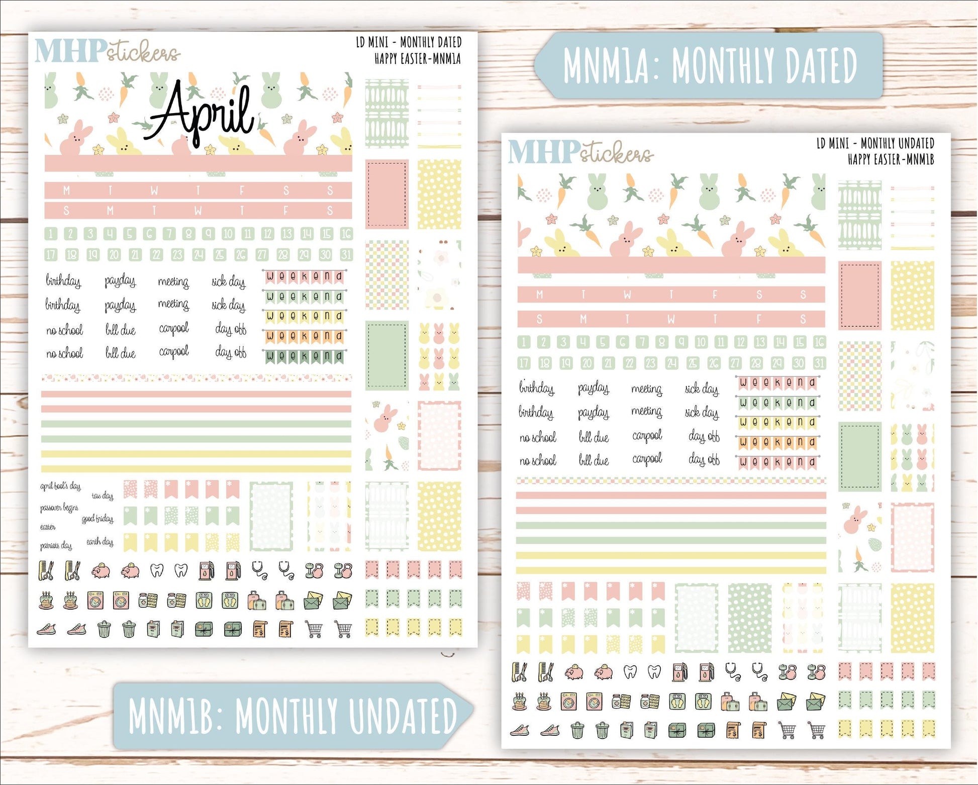 APRIL 2025 Stickers for Small Horizontal & Vertical Laurel Denise Planners. (Formerly Mini Planner) "Happy Easter" || MNHE