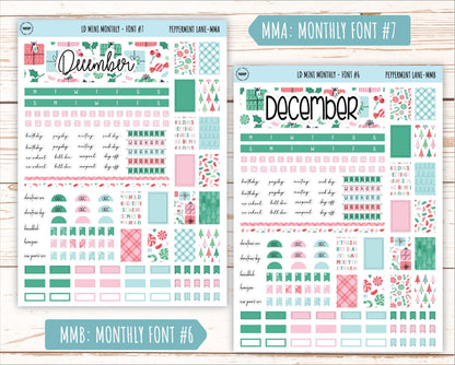 DECEMBER Stickers for Small Horizontal & Vertical Laurel Denise Planners. (Formerly Mini Planner) "Peppermint Lane" || MPL