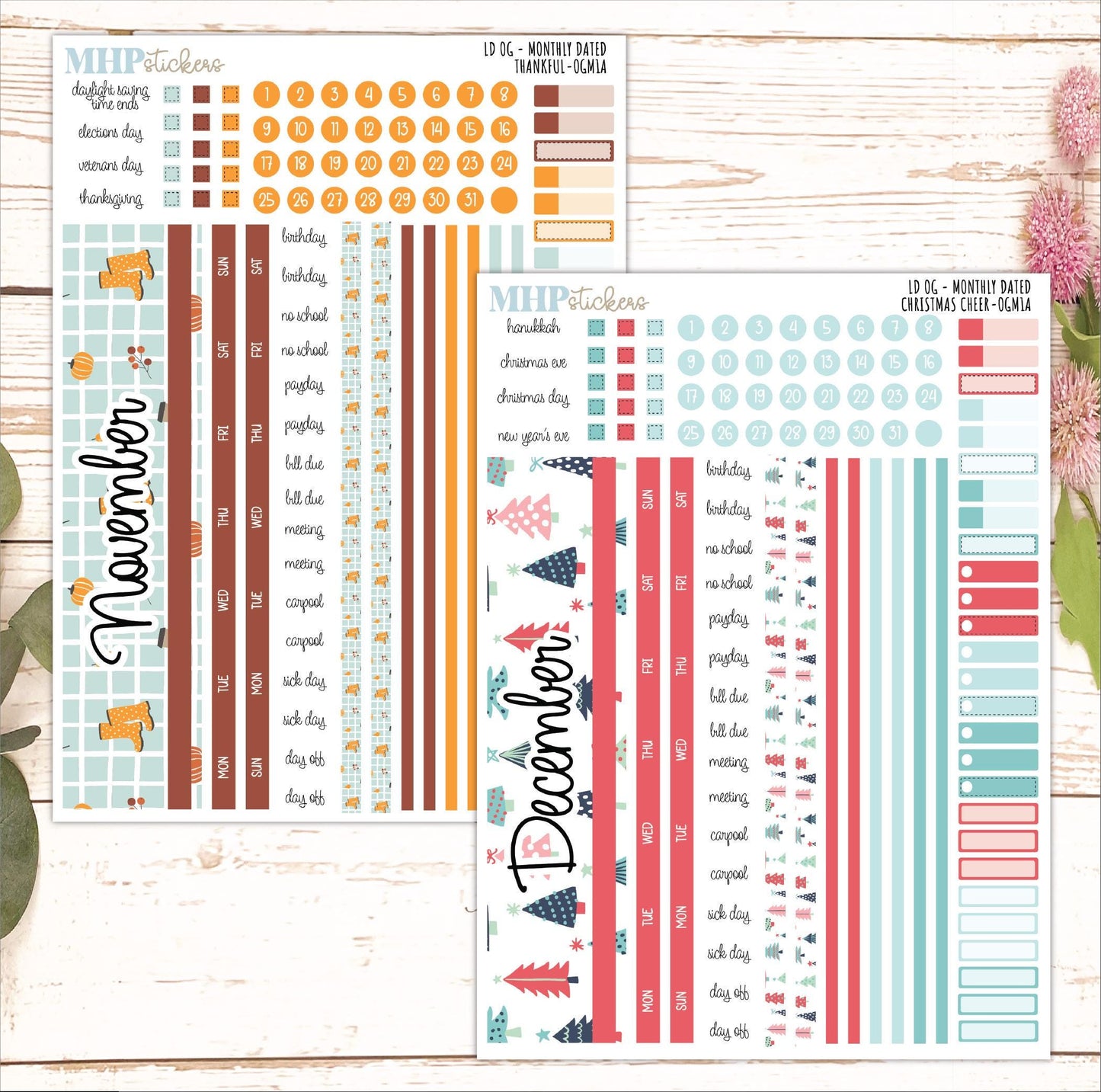 12 Monthly Sheet Set for Laurel Denise Large Planner. 2025 Designs || LD426