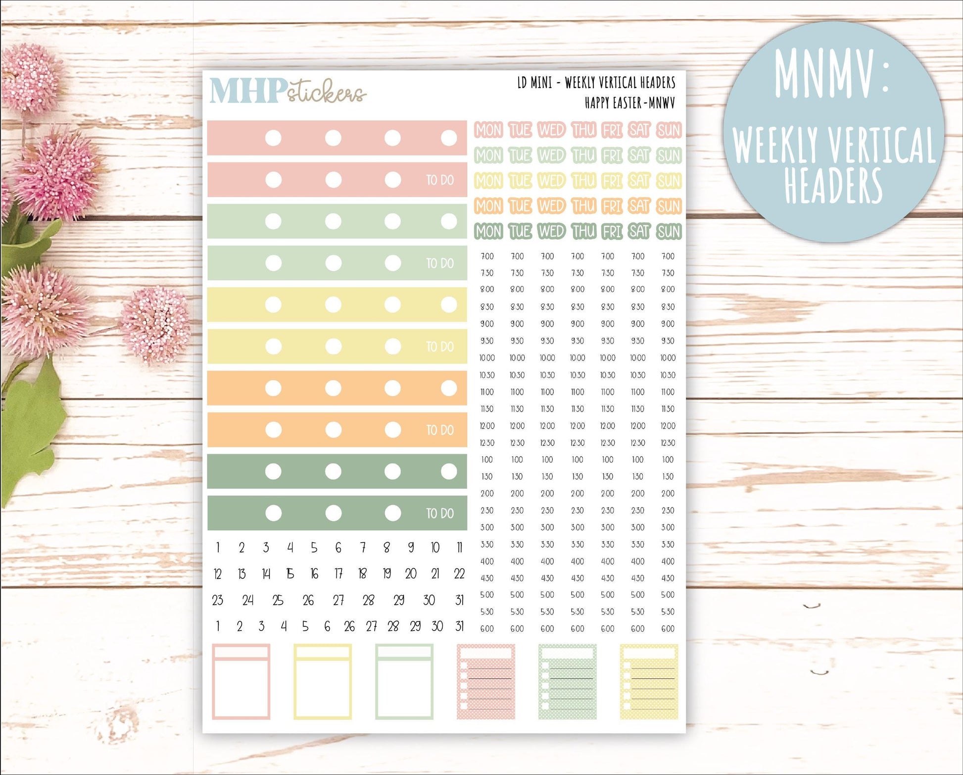 APRIL 2025 Stickers for Small Horizontal & Vertical Laurel Denise Planners. (Formerly Mini Planner) "Happy Easter" || MNHE