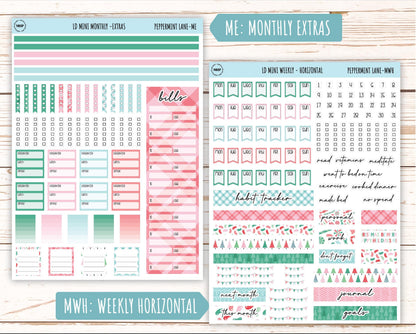 DECEMBER Stickers for Small Horizontal & Vertical Laurel Denise Planners. (Formerly Mini Planner) "Peppermint Lane" || MPL