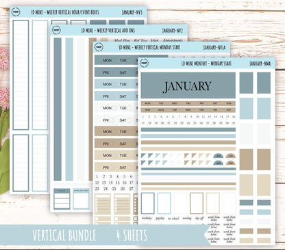 JANUARY Neutral Color Stickers for small Laurel Denise Planners || JAN