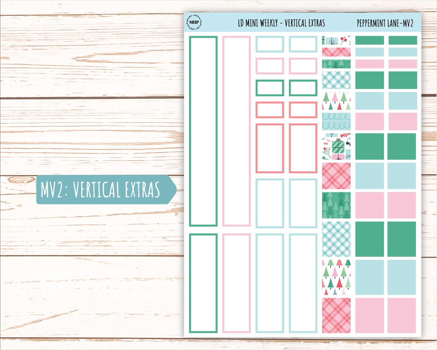 DECEMBER Stickers for Small Horizontal & Vertical Laurel Denise Planners. (Formerly Mini Planner) "Peppermint Lane" || MPL