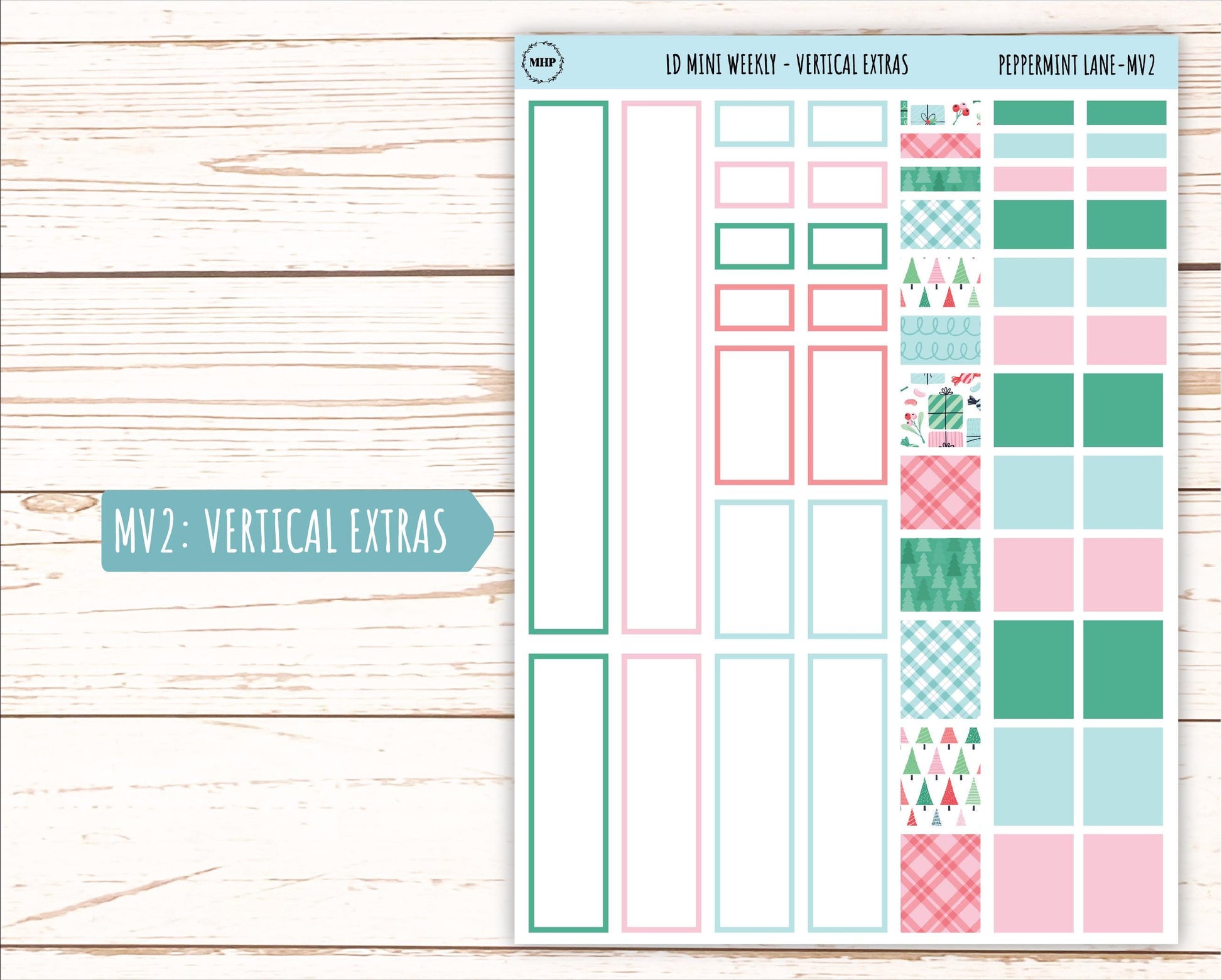 DECEMBER Stickers for Small Horizontal & Vertical Laurel Denise Planners. (Formerly Mini Planner) "Peppermint Lane" || MPL