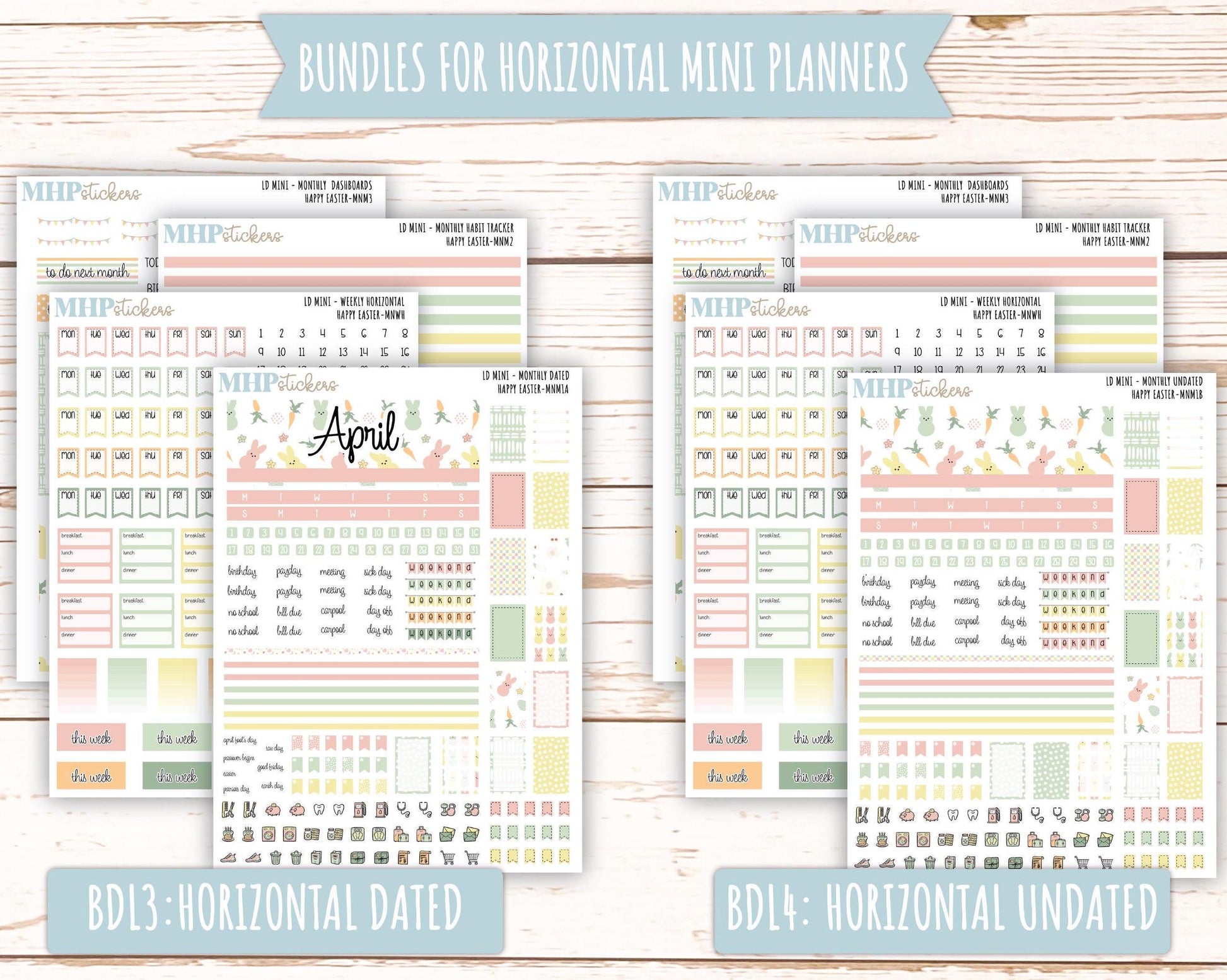 APRIL 2025 Stickers for Small Horizontal & Vertical Laurel Denise Planners. (Formerly Mini Planner) "Happy Easter" || MNHE