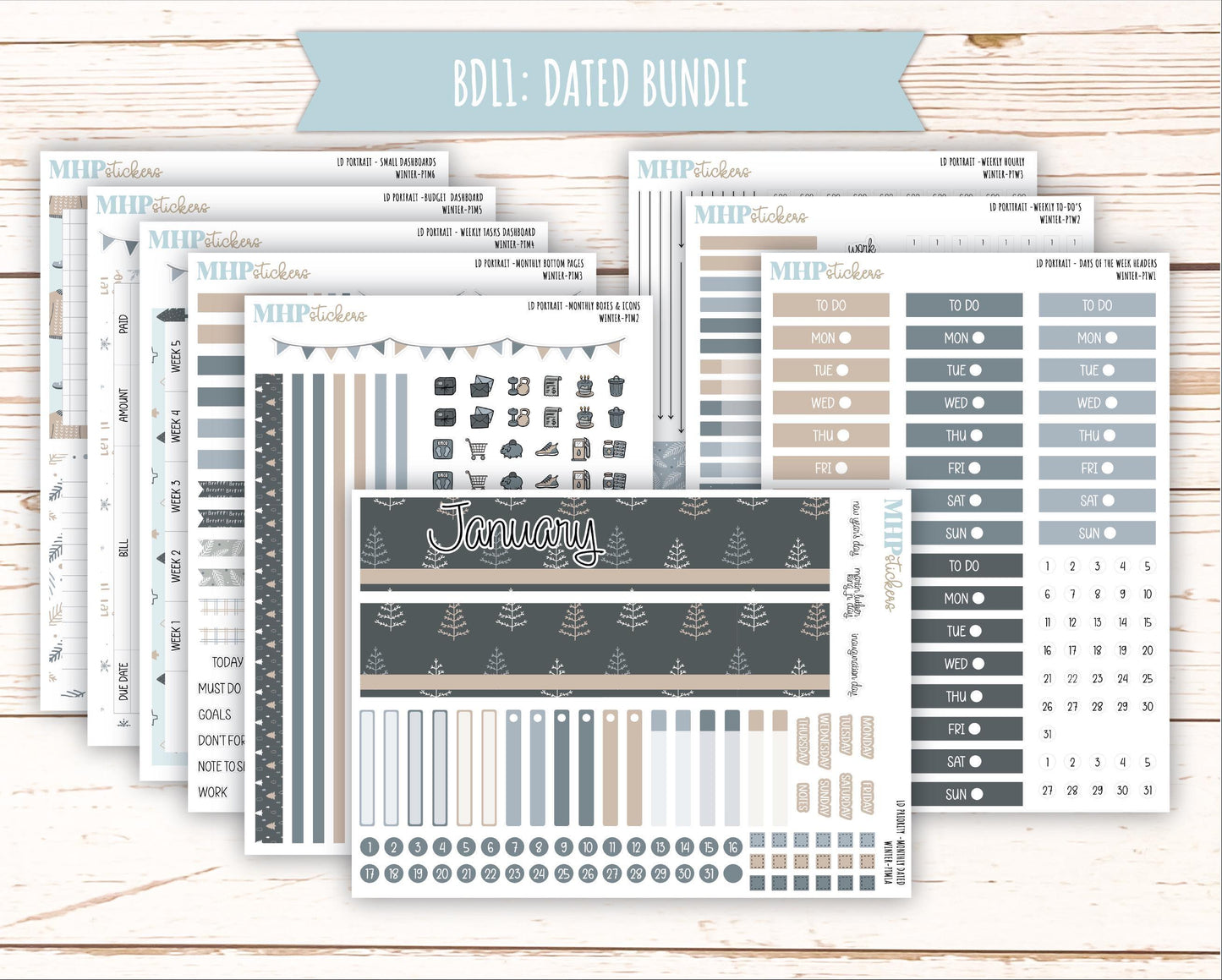 JANUARY 2025 Stickers for The Scout Laurel Denise Planner (formerly Portrait Planner). "Winter" || PTW