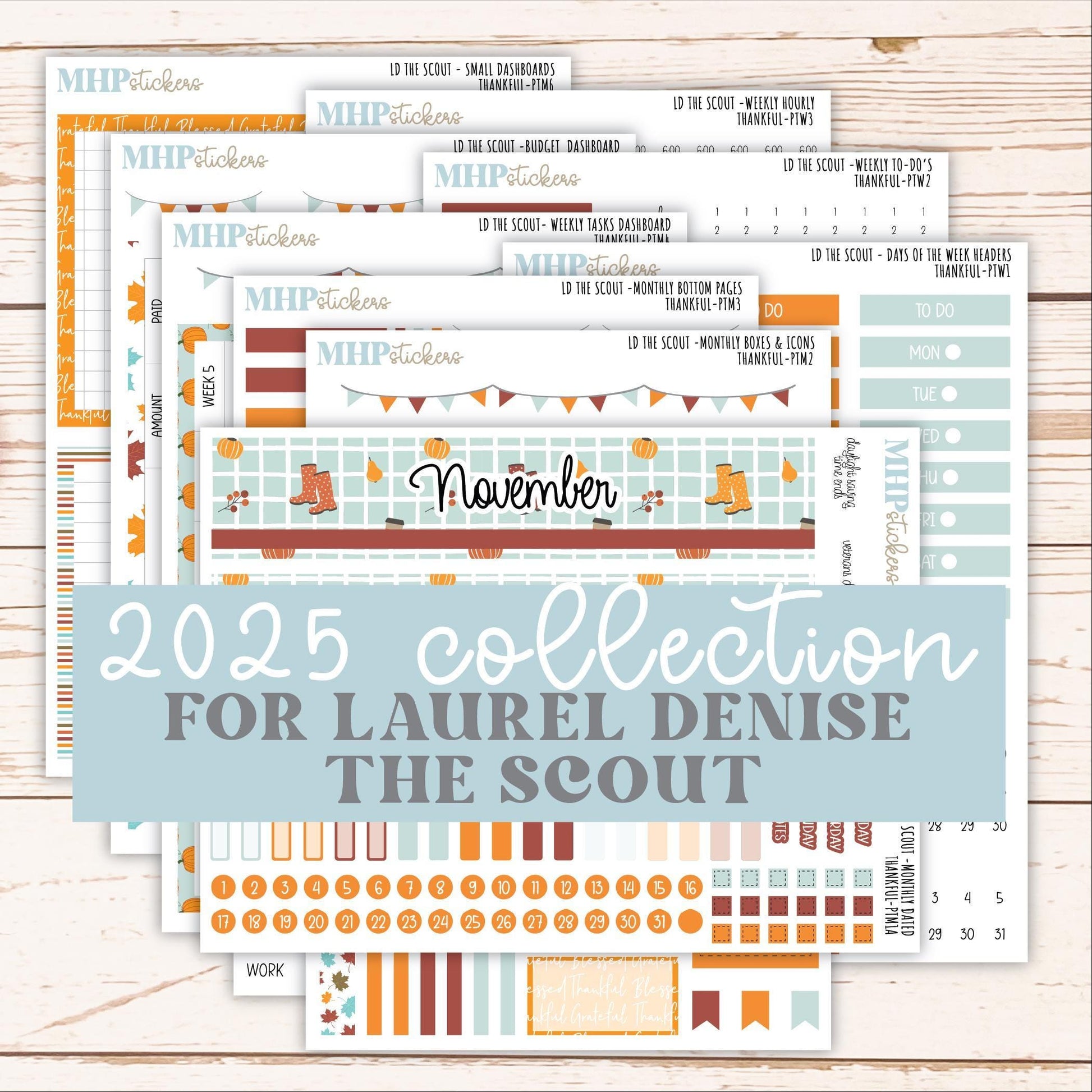 NOVEMBER 2025 Stickers for The Scout Laurel Denise Planner (formerly Portrait Planner). "Thankful" || PT