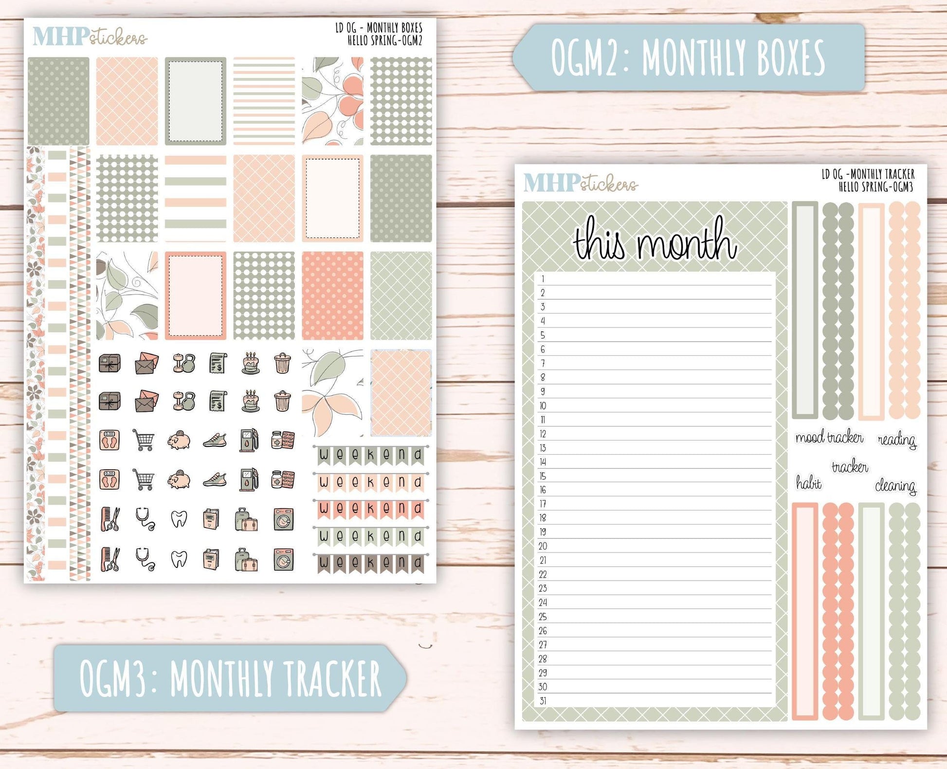 MARCH 2025 Stickers for Large size Horizontal & Vertical Laurel Denise Planner. (Formerly Original or Standar Size) "Hello Spring" || OGHS