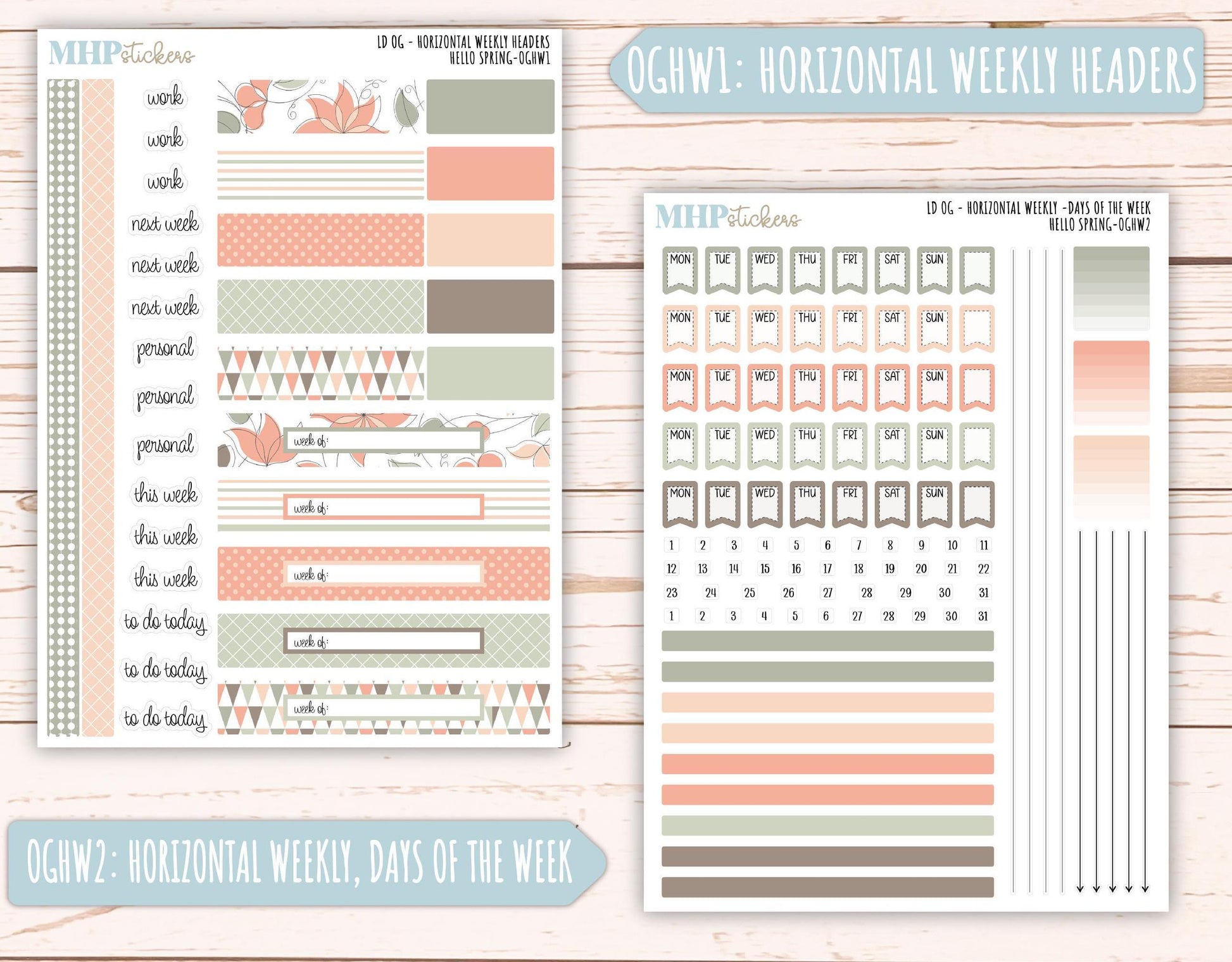 MARCH 2025 Stickers for Large size Horizontal & Vertical Laurel Denise Planner. (Formerly Original or Standar Size) "Hello Spring" || OGHS