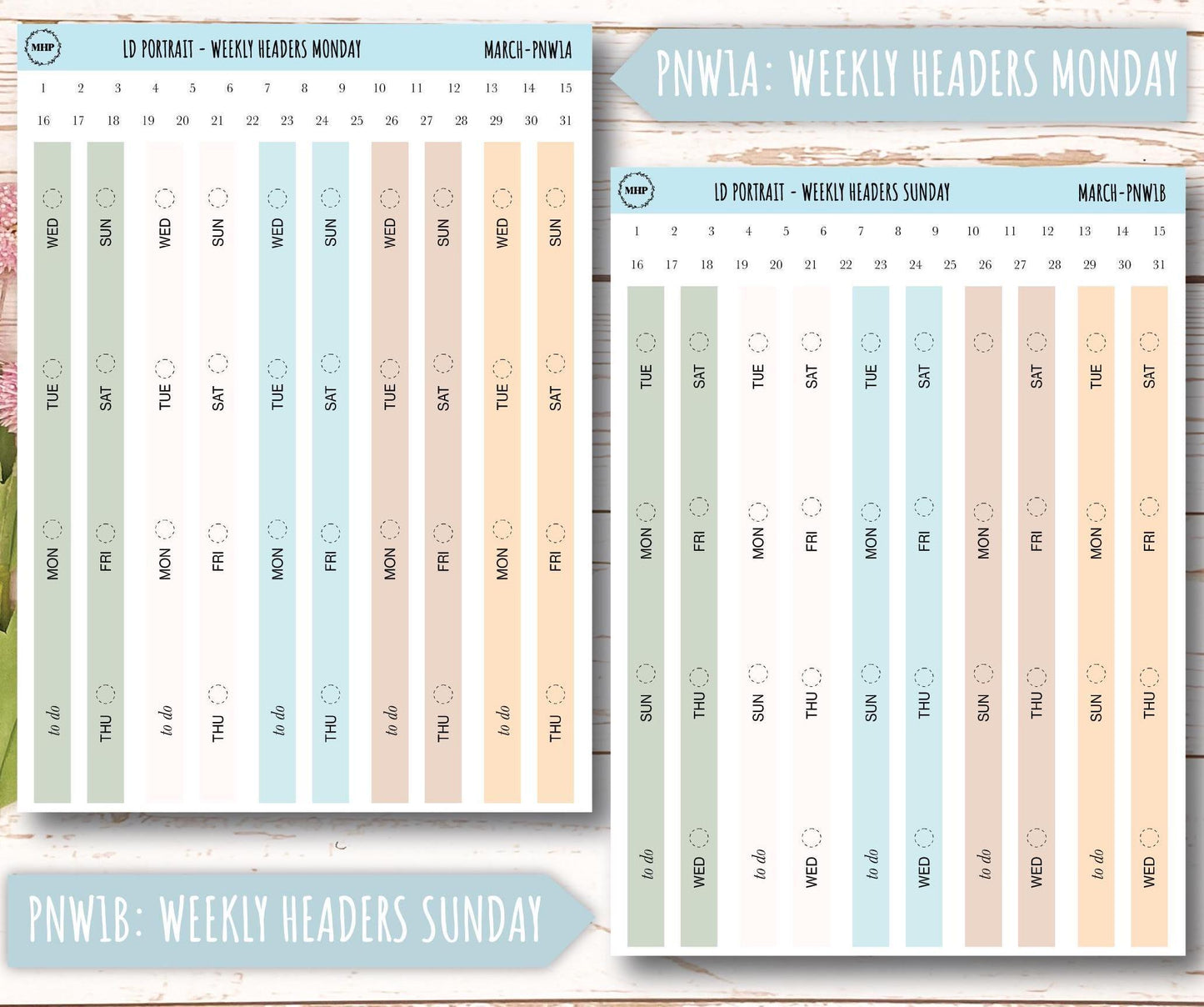 MARCH Stickers for The Scout Laurel Denise Planner (formerly Portrait Planner). Neutral Color || PN-MAR