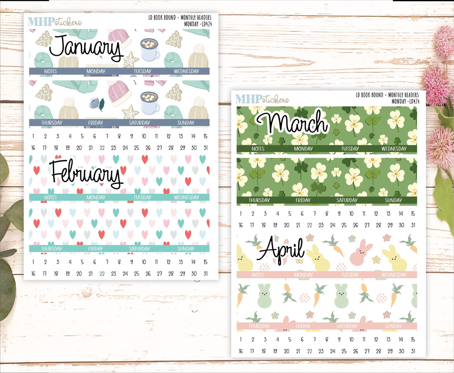 2025 Monthly Headers Set for Laurel Denise Book Bound Planner (Amanda's Collab) || LD424