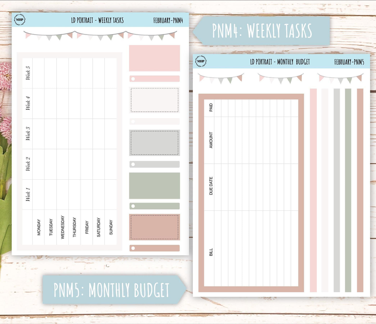 FEBRUARY Stickers for The Scout Laurel Denise Planner (formerly Portrait Planner). Neutral Color || PN-FEB
