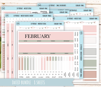 FEBRUARY Stickers for The Scout Laurel Denise Planner (formerly Portrait Planner). Neutral Color || PN-FEB