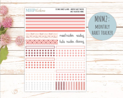 FEBRUARY 2026 Stickers for Small Nancy & Anne Laurel Denise Planners. (Formerly Mini Planner) "Sweet Valentine" || MN