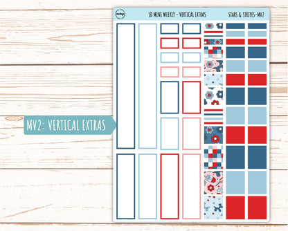 July Sticker for Small Horizontal & Vertical Laurel Denise Planners. (Formerly Mini Planner) "Stars and Stripes" || MSAS