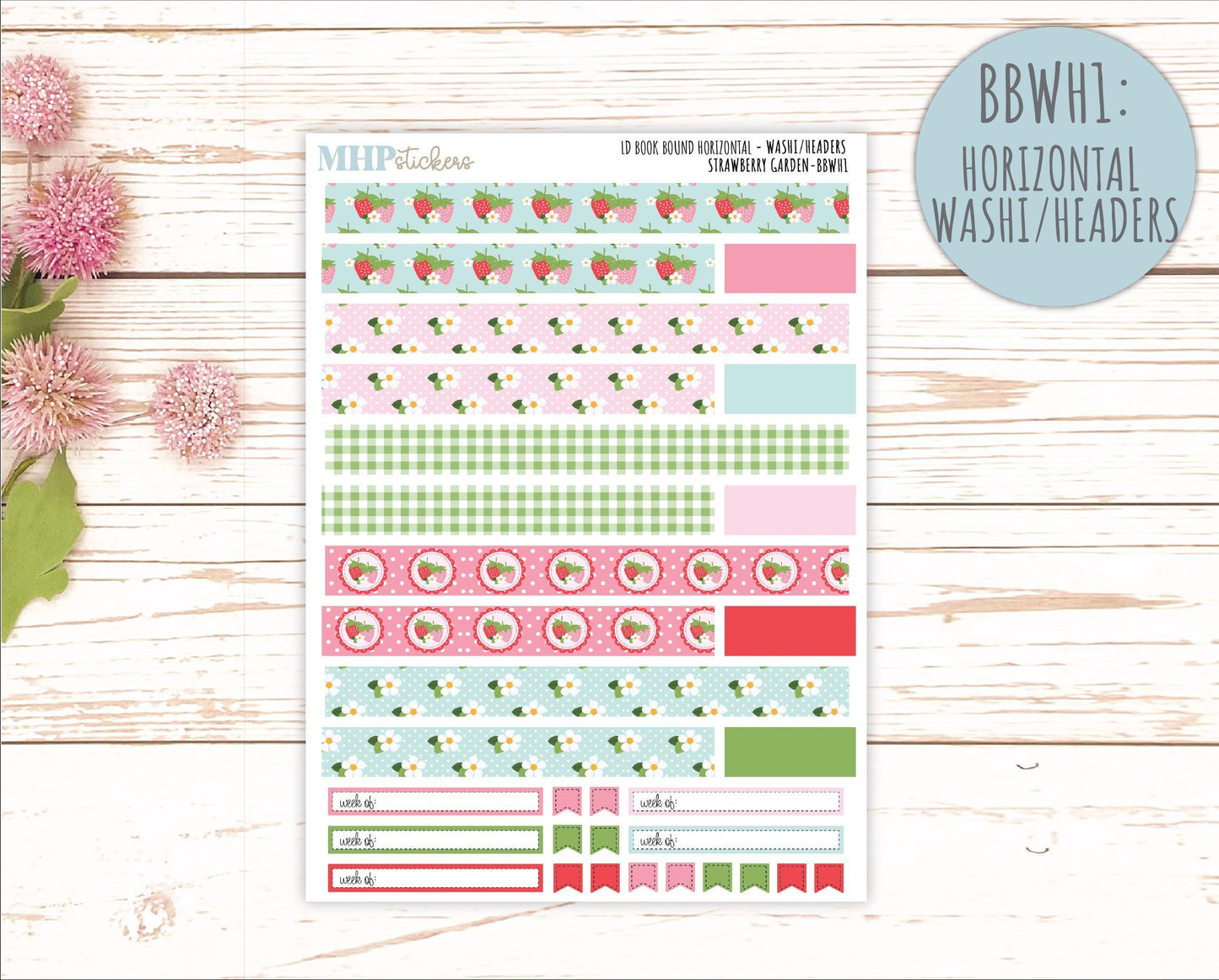 May 2025 Stickers for The Mae & The Kristy Laurel Denise Planners ( Formerly Book Bound Planner) "Strawberry Garden" || BB
