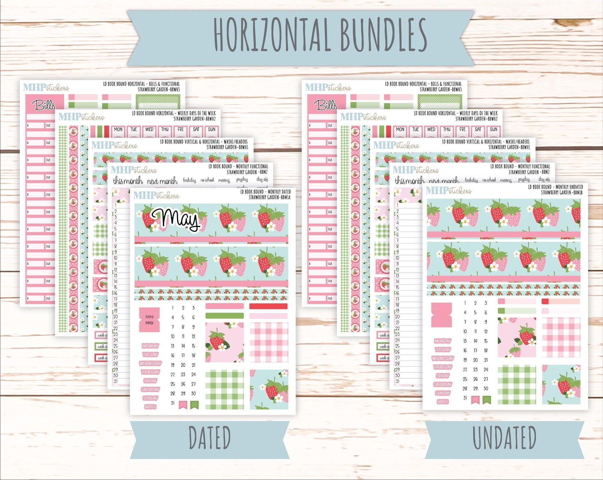 May 2025 Stickers for The Mae & The Kristy Laurel Denise Planners ( Formerly Book Bound Planner) "Strawberry Garden" || BB