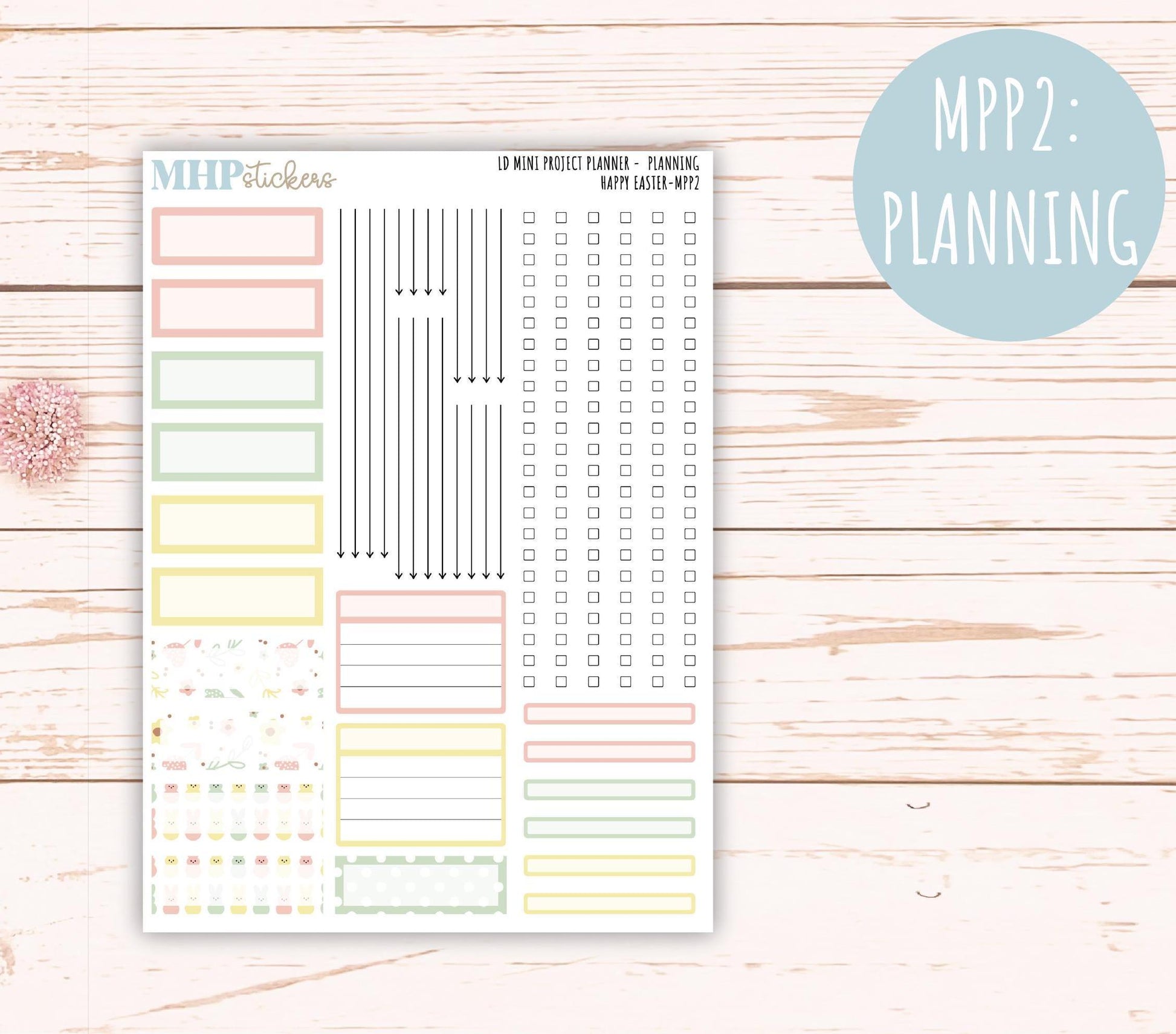 APRIL 2025 Stickers for The Rose Small Laurel Denise Planner (Formerly Mini Project Planner) "Happy Easter" || MPPHE