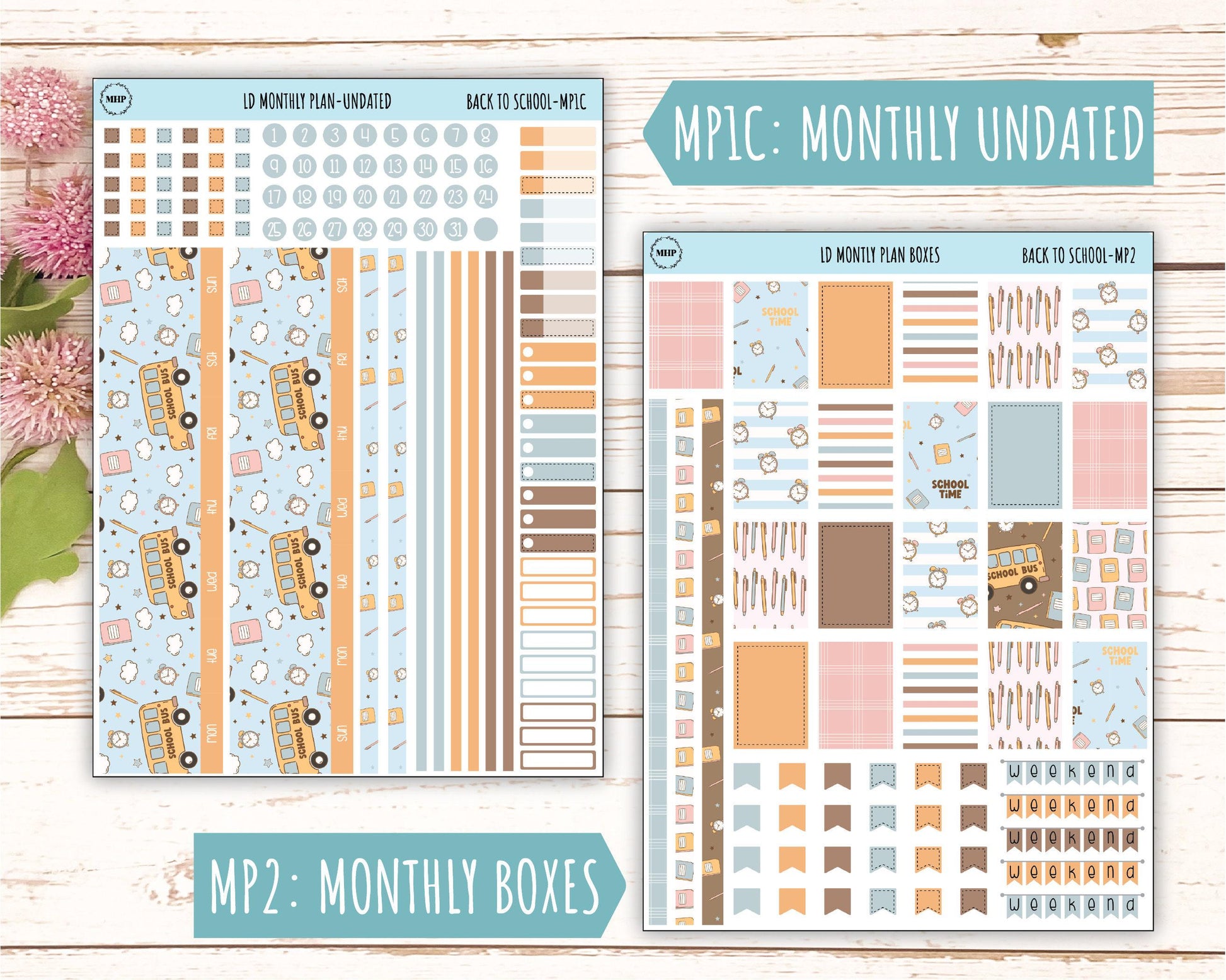 September Stickers for Large size Horizontal & Vertical Laurel Denise Planners. (Formerly Original Size) "Back to School" || OGBTS