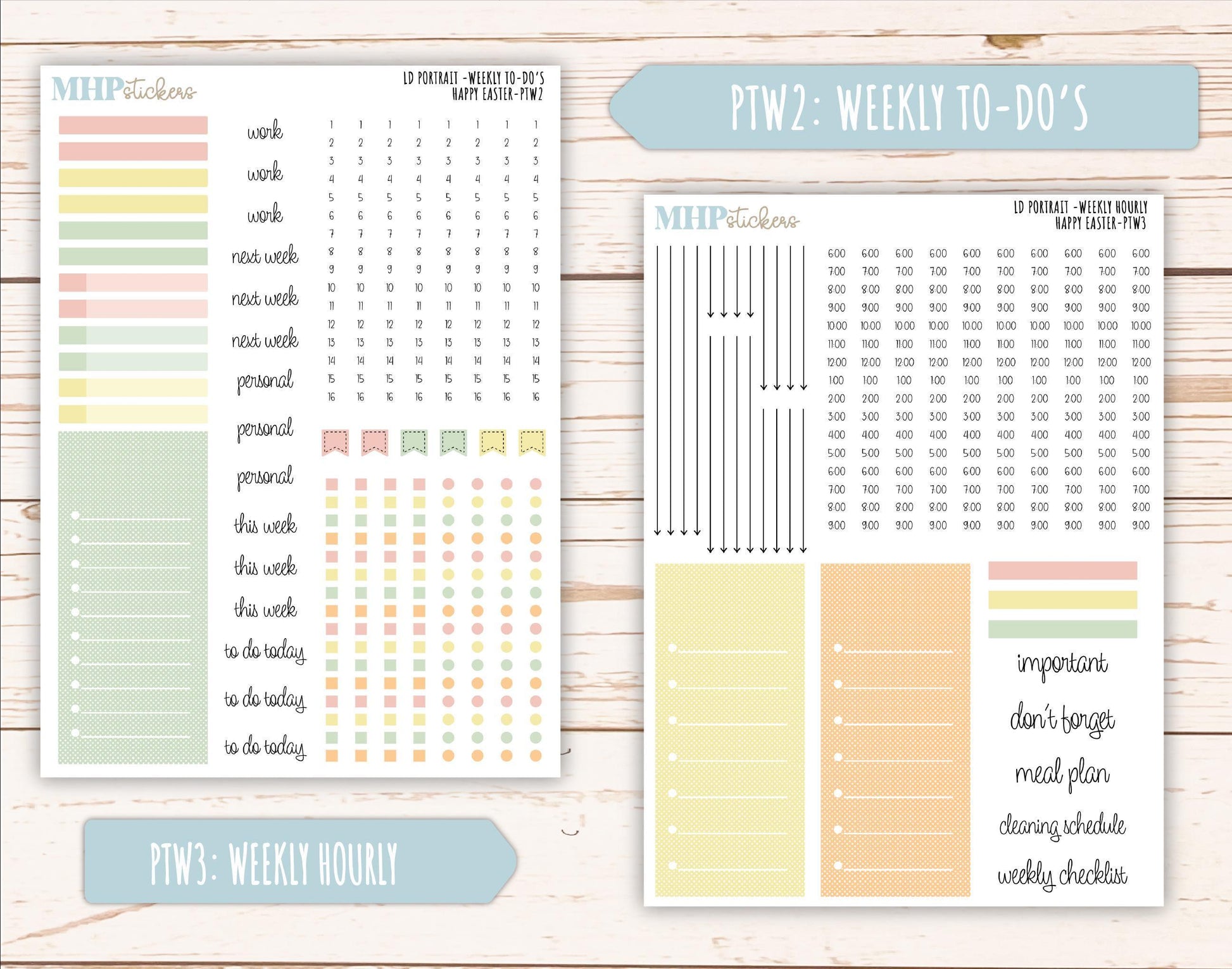APRIL 2025 Stickers for The Scout Laurel Denise Planner (formerly Portrait Planner). "Happy Easter" || PTHE