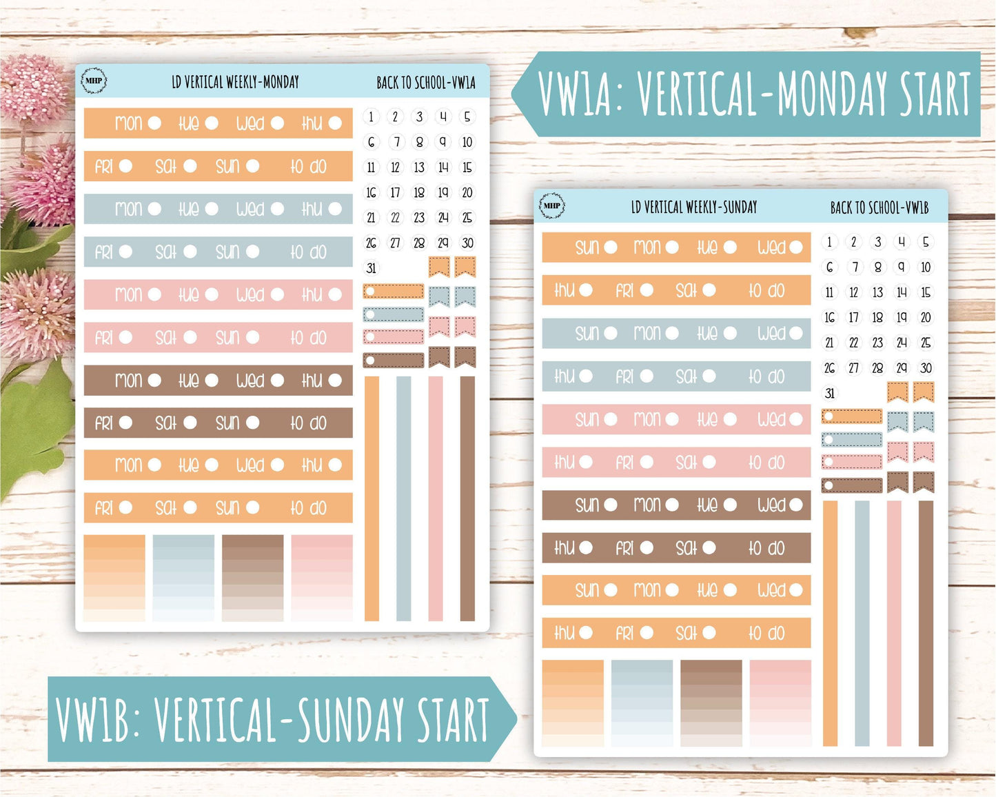September Stickers for Large size Horizontal & Vertical Laurel Denise Planners. (Formerly Original Size) "Back to School" || OGBTS