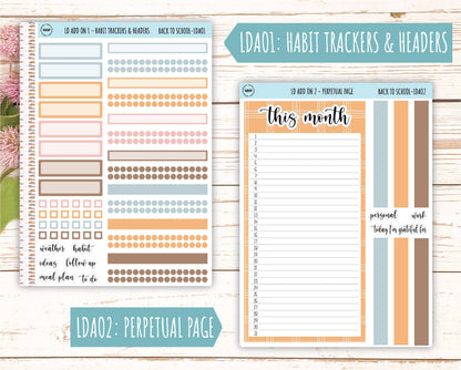 September Stickers for Large size Horizontal & Vertical Laurel Denise Planners. (Formerly Original Size) "Back to School" || OGBTS