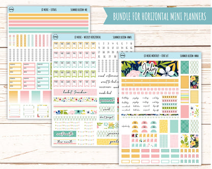 July Sticker for Small Horizontal & Vertical Laurel Denise Planners. (Formerly Mini Planner) "Summer Bloom" || MSB