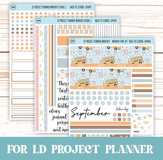 SEPTEMBER Stickers for The Rose Large Laurel Denise Planner (Formerly Project Planner) "Back to School" || LD409BT