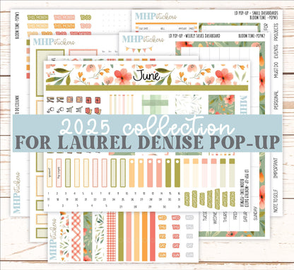 June 2025 Stickers for The Jo Laurel Denise Planner (Formerly Pop-Up Planner) "Bloom Time" || POPBT