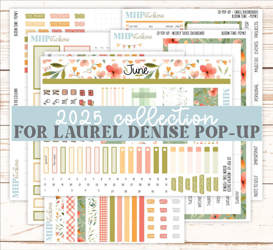 June 2025 Stickers for The Jo Laurel Denise Planner (Formerly Pop-Up Planner) "Bloom Time" || POPBT