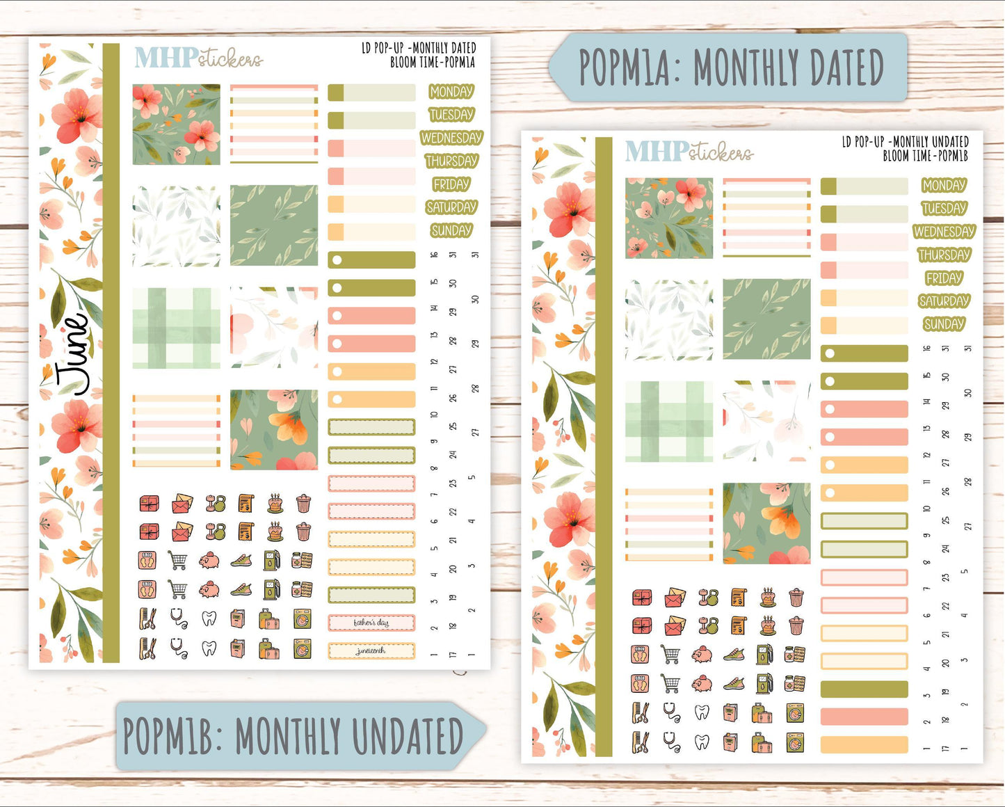 June 2025 Stickers for The Jo Laurel Denise Planner (Formerly Pop-Up Planner) "Bloom Time" || POPBT